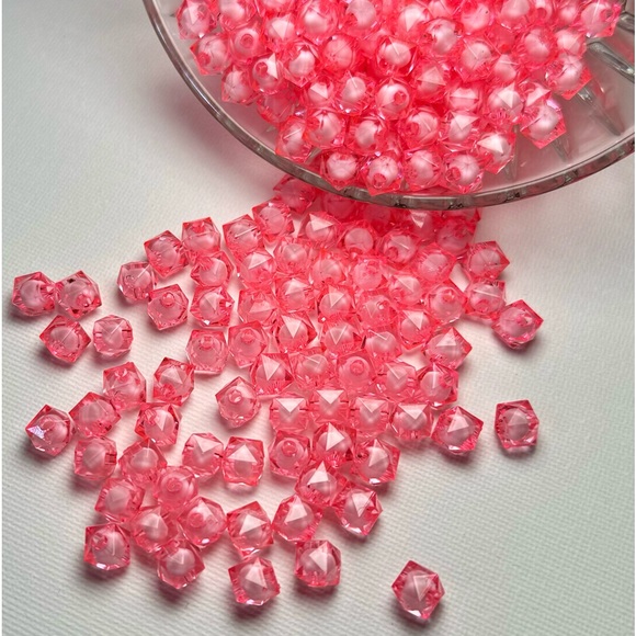 100 8mm Pink Crystal Cut Square Acrylic Beads Jewelry Making DIY Crafting Lot - Picture 5 of 16